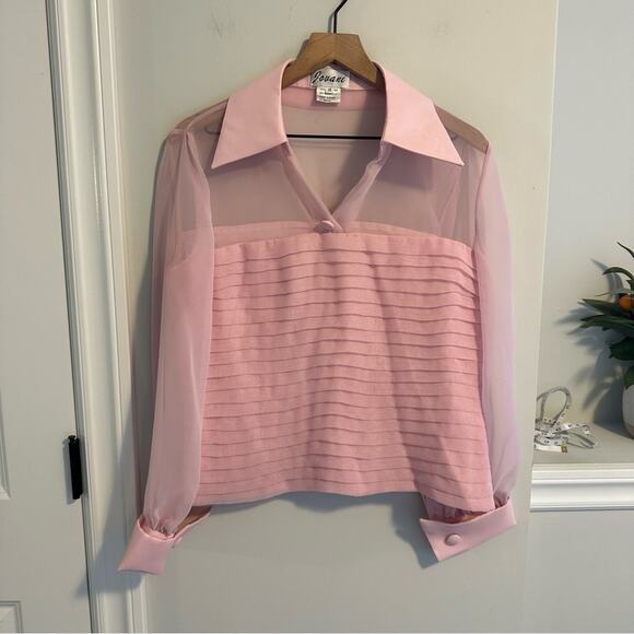 Jovani Pink Pleated Long Sleeve Top Blouse 14 - Picture 12 of 13